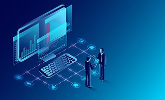 商業(yè)分析、溝通與當代營銷及軟件開發(fā)的融合 卡通矢量插畫的營銷力量